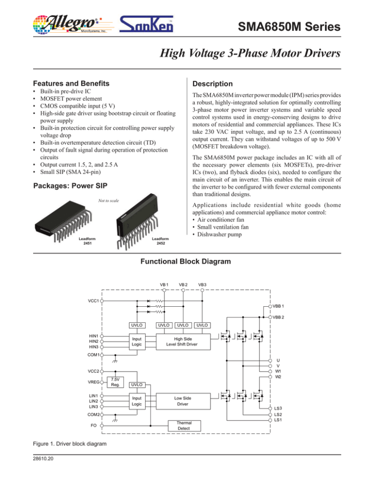 datasheet for SMA6853M by Sanken Electric Co., Ltd datasheet for SMA6853M by Sanken Electric Co., Ltd