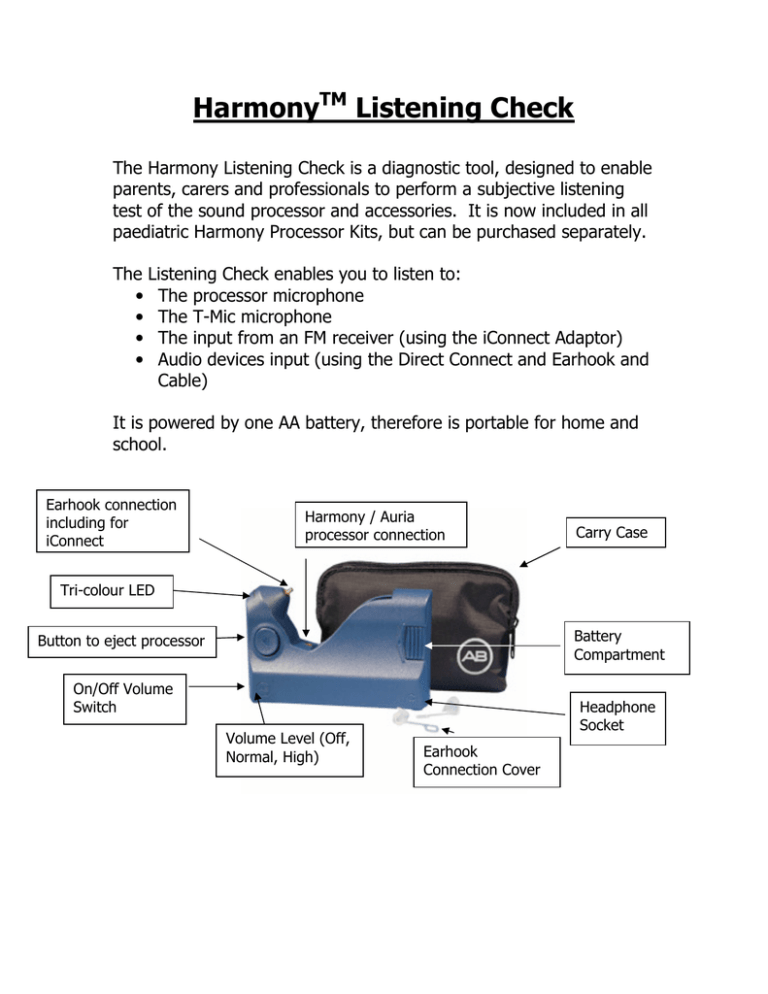 See Sounding Board Harmony Listening Check See Sounding Board Harmony Listening Check