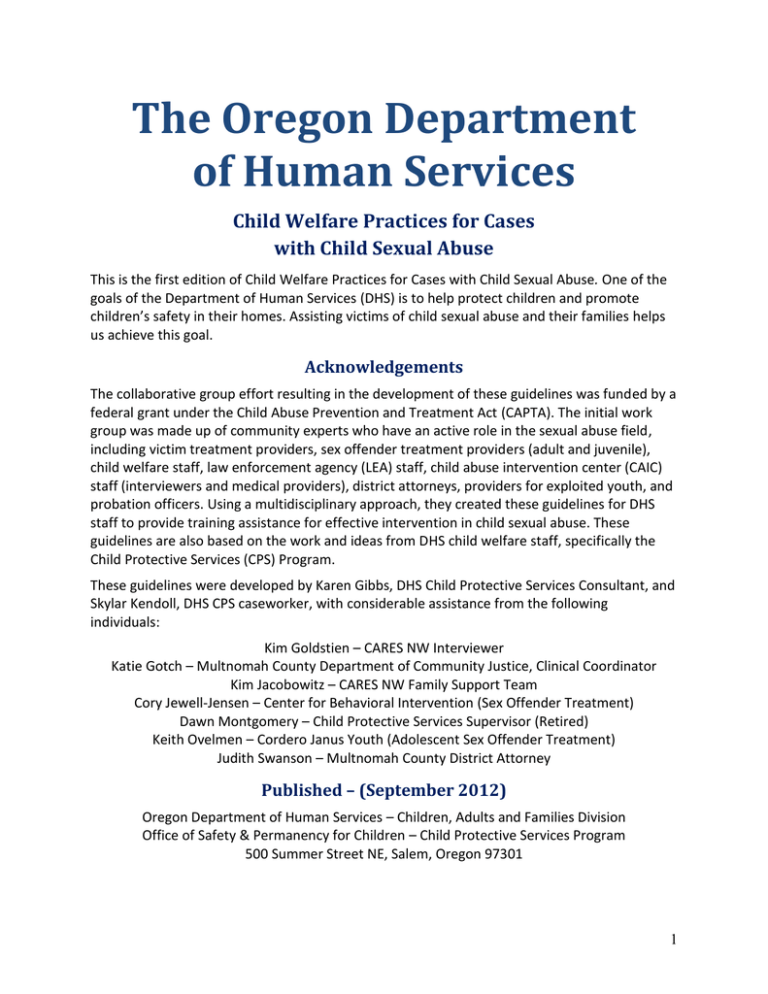 Child Welfare Practices for Cases with Child Sexual Abuse Child Welfare Practices for Cases with Child Sexual Abuse