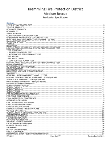 Kremmling Fire Protection District Medium Rescue Production Specification Kremmling Fire Protection District Medium Rescue Production Specification