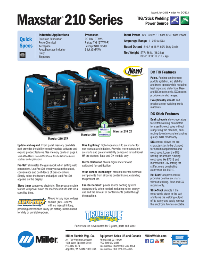 Maxstar 210 Series Quick ® Maxstar 210 Series Quick ®
