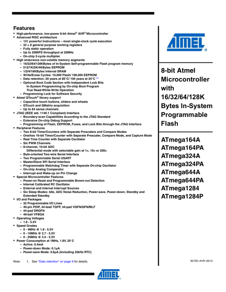 datasheet for ATmega164A by Atmel datasheet for ATmega164A by Atmel