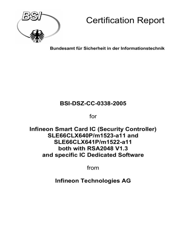 Certification Report: 0338a Certification Report: 0338a