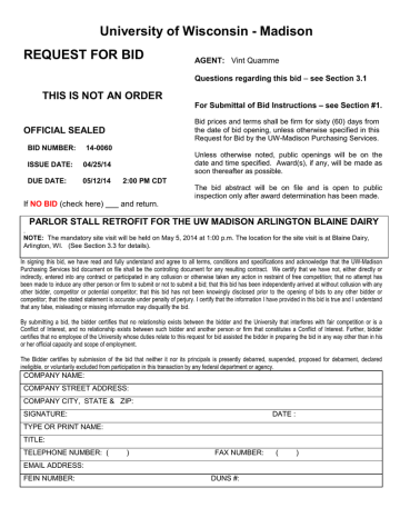 14-0060 (Request for Bid package) 14-0060 (Request for Bid package)