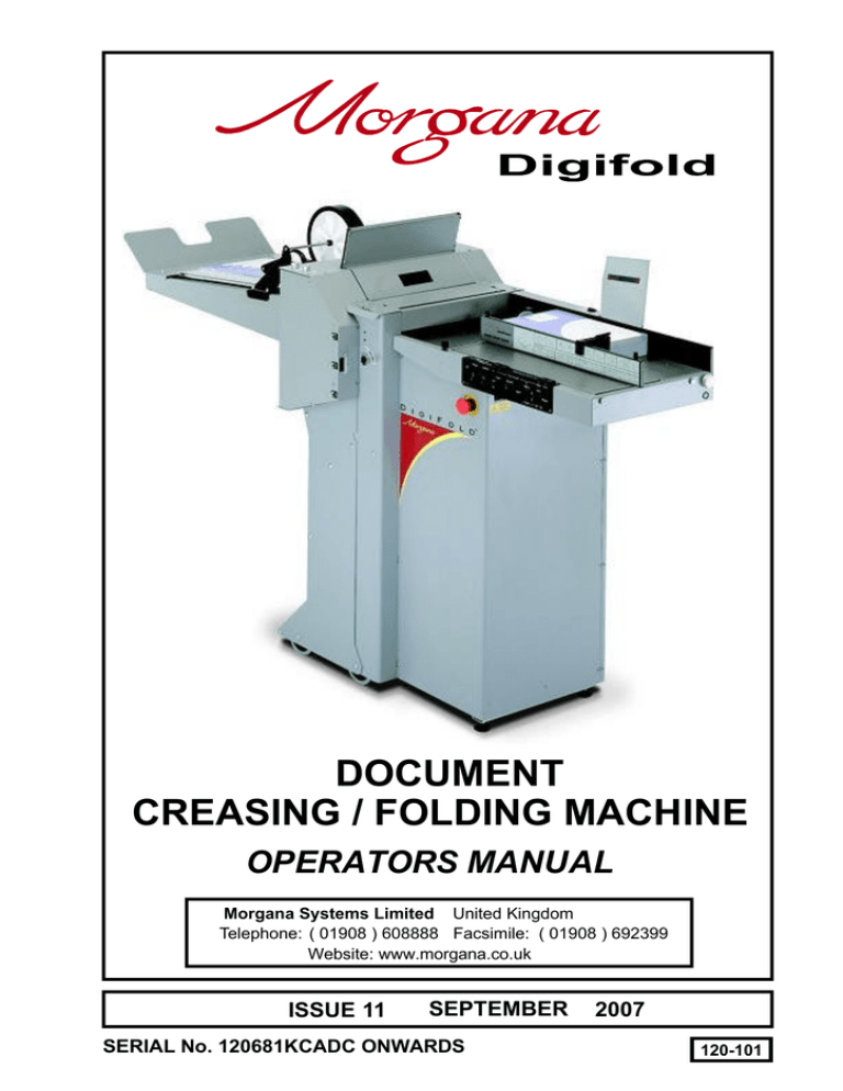 120-101 Digifold Operators Manual Issue 11 120-101 Digifold Operators Manual Issue 11