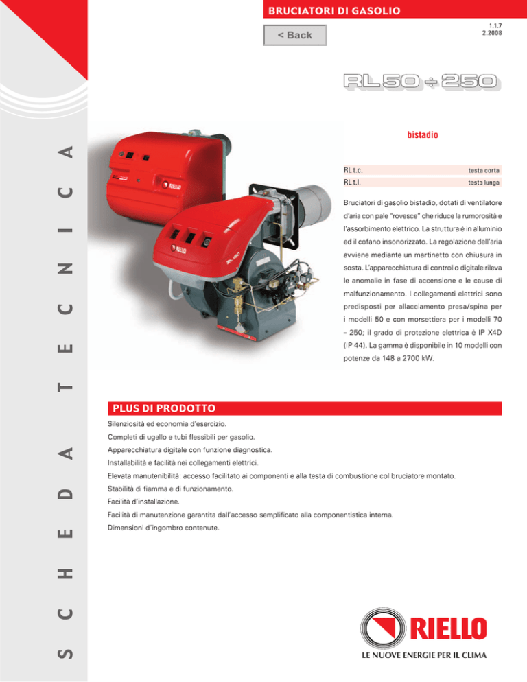 RIELLO bruciatore gasolio RL 50 250 RIELLO bruciatore gasolio RL 50 250