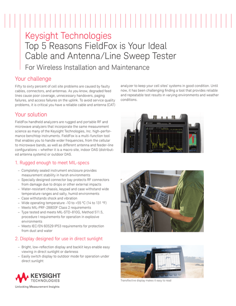 Top 5 Reasons FieldFox is Your Ideal Cable and Antenna Tester for Wireless I M Top 5 Reasons FieldFox is Your Ideal Cable and Antenna Tester for Wireless I M