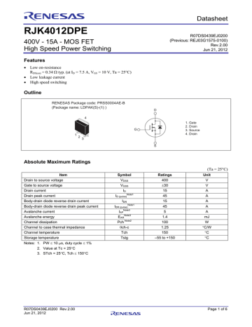 RJK4012DPE Datasheet RJK4012DPE Datasheet