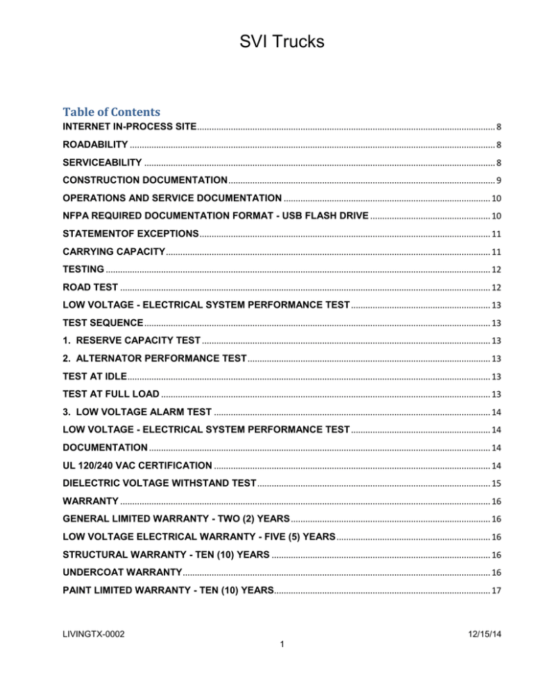 SVI Trucks Table of Contents SVI Trucks Table of Contents