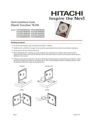 Hitachi HTS722080K9A300 Quick Installation Guide | Manualzz