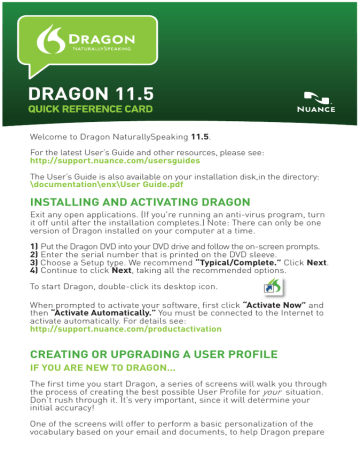 Dragon 11.5 quick start guide Dragon 11.5 quick start guide