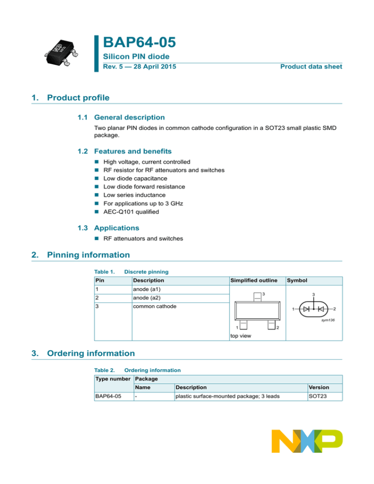 BAP64-05,215 datasheet BAP64-05,215 datasheet