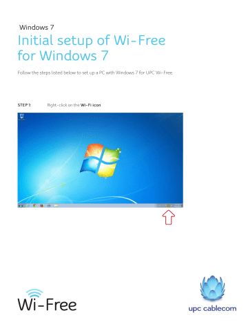 Initial setup of Wi-Free for Windows 7 Windows 7 Initial setup of Wi-Free for Windows 7 Windows 7