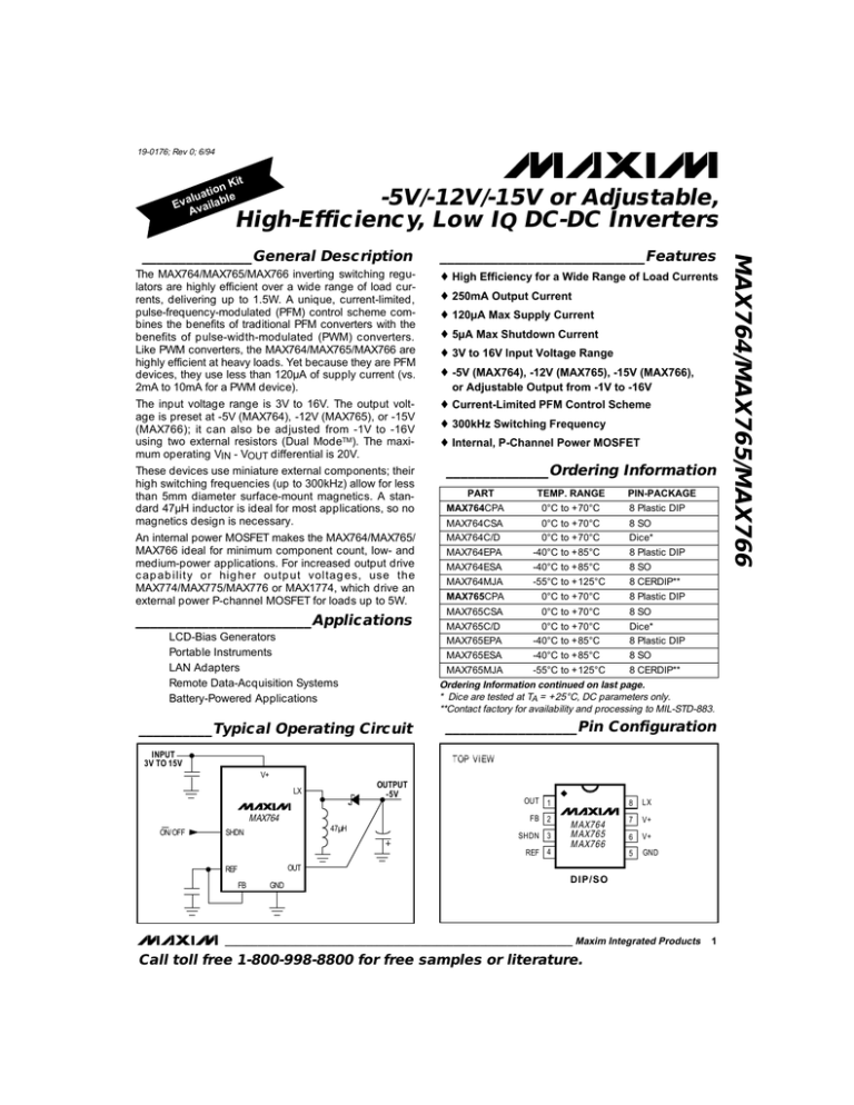 Datasheet max764 Datasheet max764