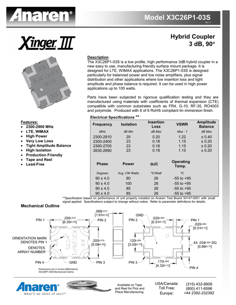 datasheet for X3C26P1 datasheet for X3C26P1