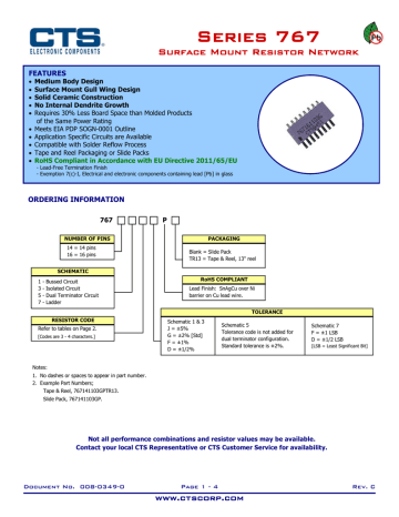 Series 767 Surface Mount Resistor Network Series 767 Surface Mount Resistor Network
