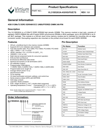 datasheet for VL31B5263A datasheet for VL31B5263A