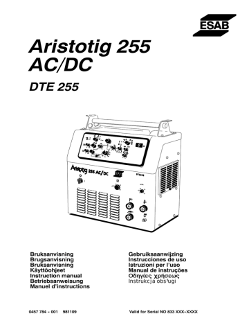 ESAB DTE 255 Spare Parts List | Manualzz