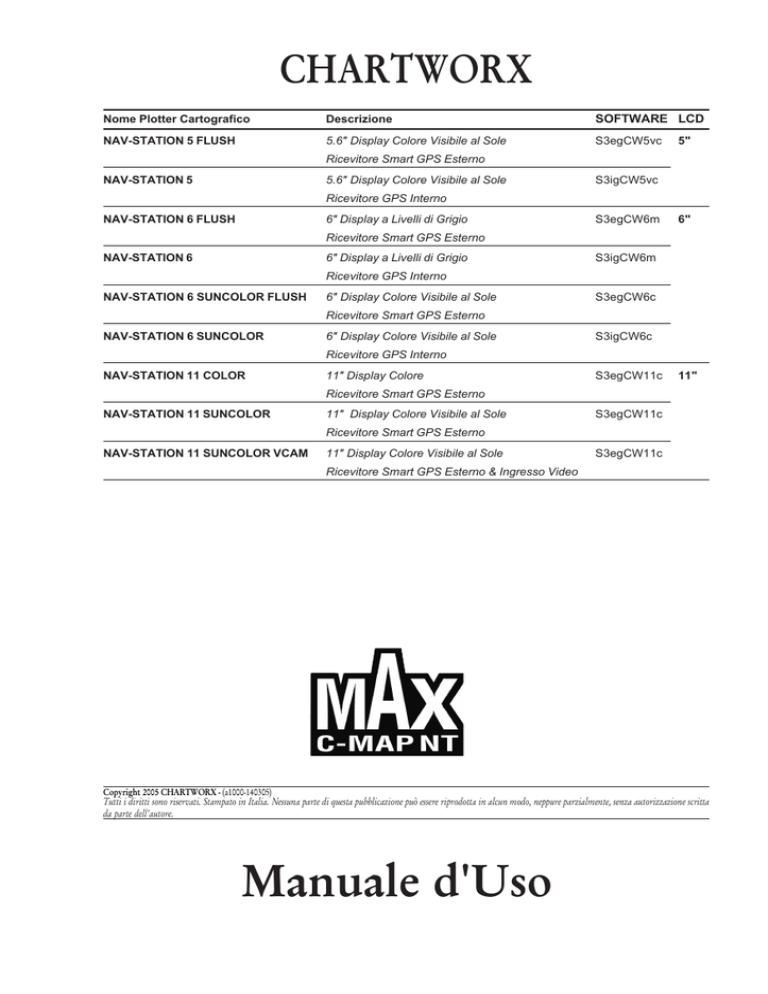 Scarica Manuale Unico Italiano Nav-Station Chartworx Manuale Unico per Nav-Station 5/6/11, edito nell'anno 2005, codice (a1000 Scarica Manuale Unico Italiano Nav-Station Chartworx Manuale Unico per Nav-Station 5/6/11, edito nell'anno 2005, codice (a1000