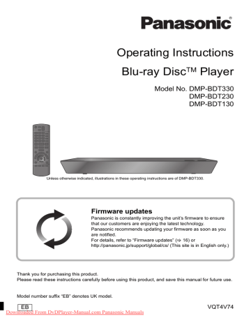 Panasonic DMP-BDT130 User manual Panasonic DMP-BDT130 User manual
