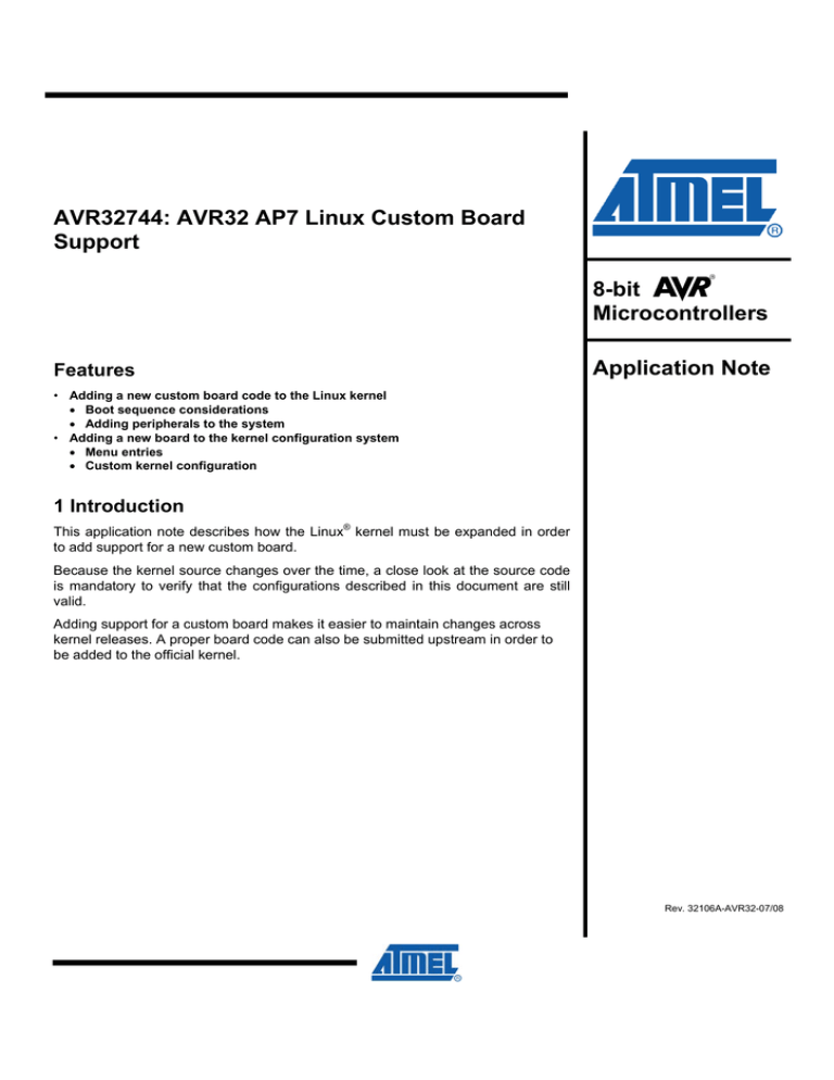 View detail for AVR32744: 32-bit AVR AP7 Linux Custom Board Support View detail for AVR32744: 32-bit AVR AP7 Linux Custom Board Support