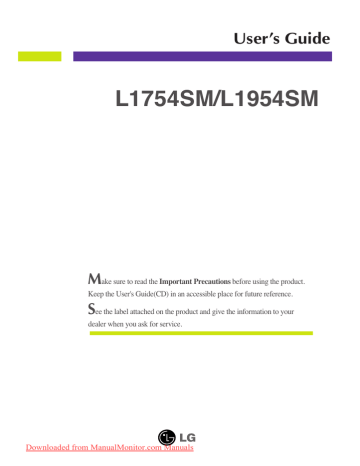LG Flatron L1954SM User Guide Manual Pdf LG Flatron L1954SM User Guide Manual Pdf