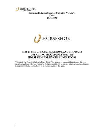 THIS IS THE OFFICIAL RULEBOOK AND STANDARD OPERATING PROCEDURES FOR THE THIS IS THE OFFICIAL RULEBOOK AND STANDARD OPERATING PROCEDURES FOR THE