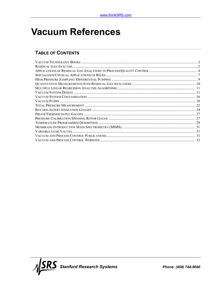 Vacuum References Vacuum References