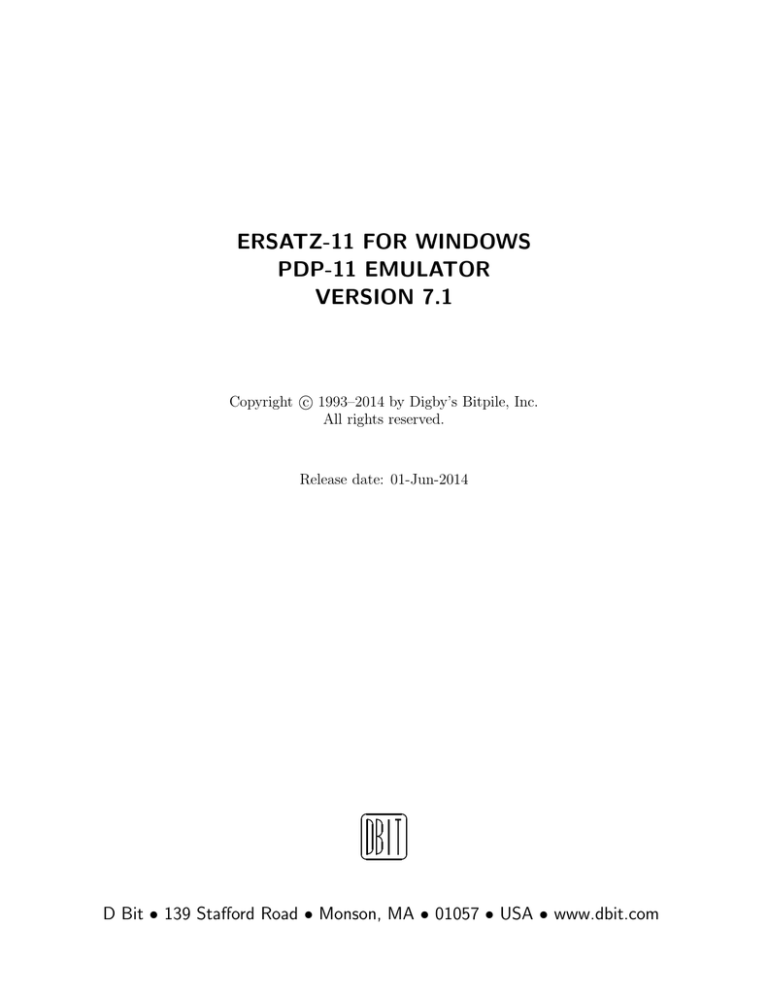 Ersatz-11 full version V7.0 documentation (Win32) Ersatz-11 full version V7.0 documentation (Win32)