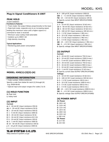 MODEL: KHS Plug-in Signal Conditioners K-UNIT MODEL: KHS Plug-in Signal Conditioners K-UNIT