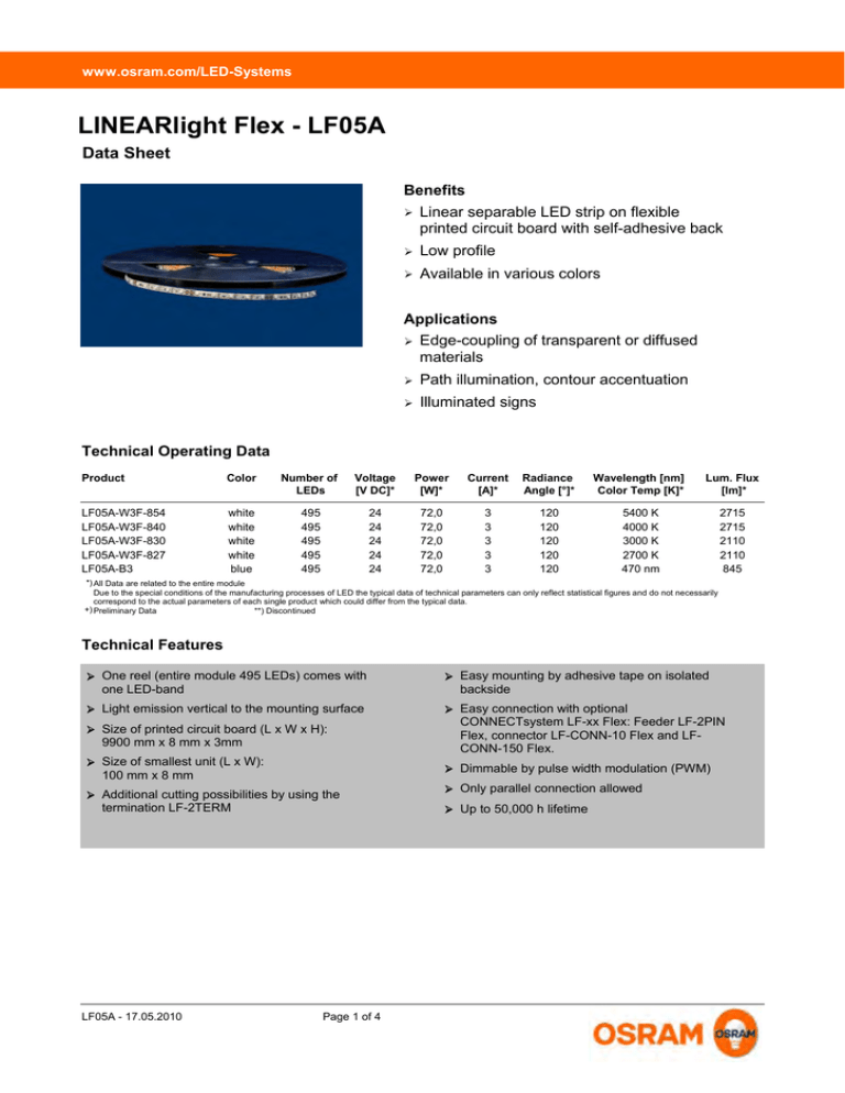 Picture for Datasheet LINEARlight Flex - LF05A Data Sheet Picture for Datasheet LINEARlight Flex - LF05A Data Sheet