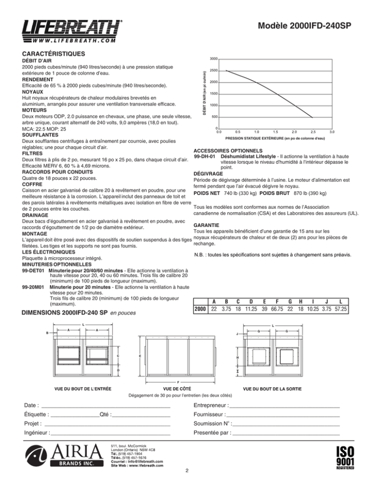 Fiche technique 2000IFD-240SP (02-20 Fiche technique 2000IFD-240SP (02-20