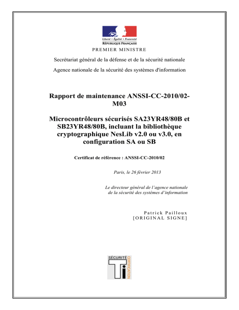 Maintenance Report: ANSSI-CC-2010_02 Maintenance Report: ANSSI-CC-2010_02