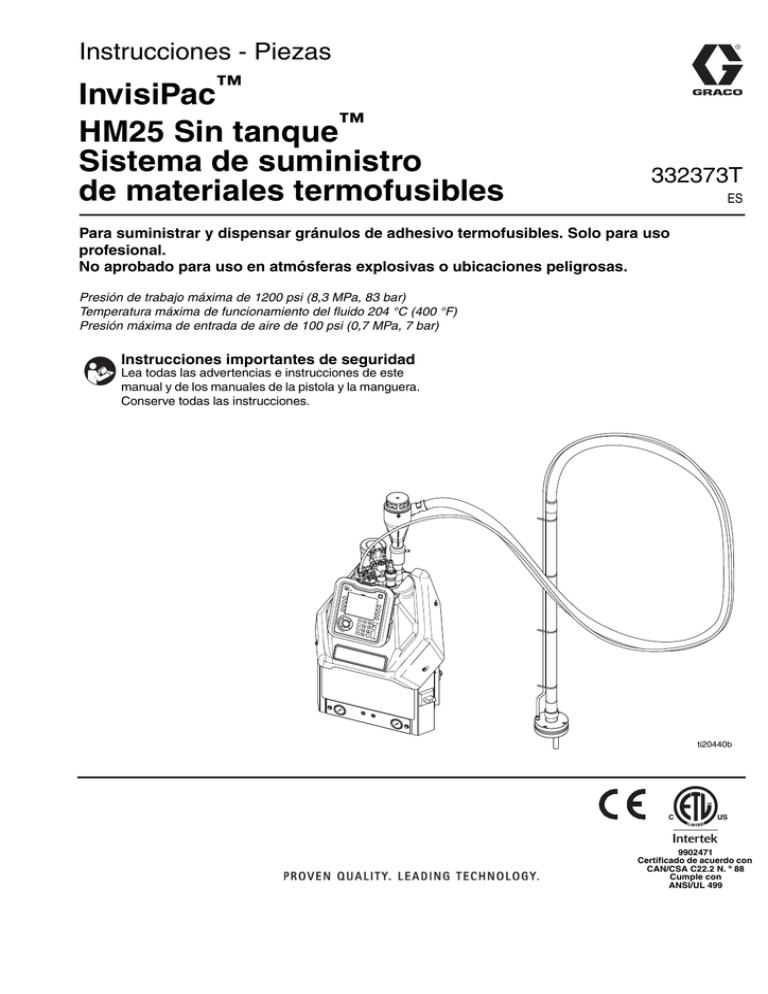 InvisiPac HM25 Sin tanque Sistema de suministro InvisiPac HM25 Sin tanque Sistema de suministro