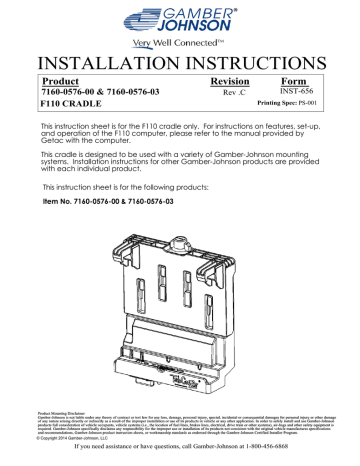 INSTALLATION INSTRUCTIONS Form Product Revision INSTALLATION INSTRUCTIONS Form Product Revision