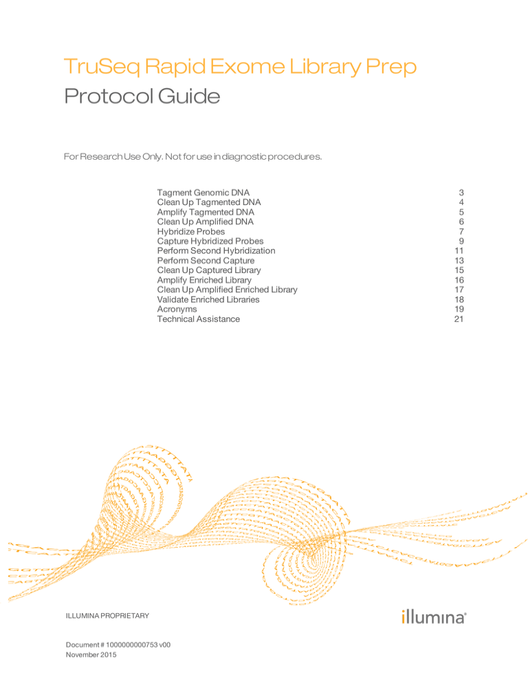 TruSeq Rapid Enrichment Library Prep Protocol Guide (1000000000753 v00) TruSeq Rapid Enrichment Library Prep Protocol Guide (1000000000753 v00)