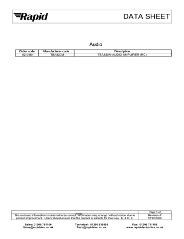 DATA SHEET Audio DATA SHEET Audio