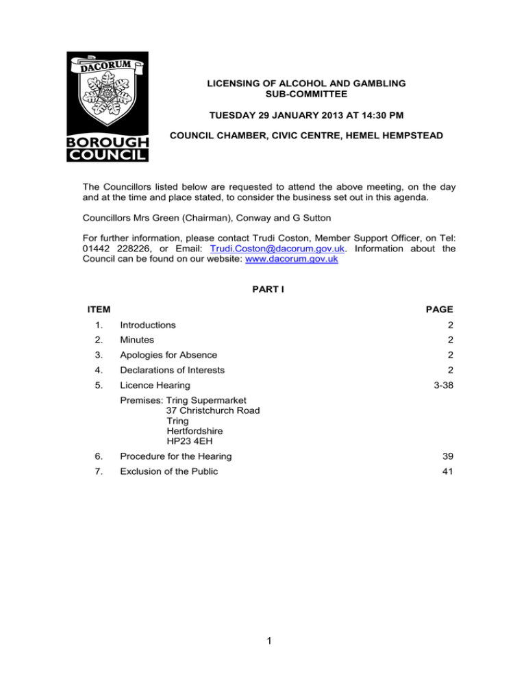 Licensing of Alcohol and Gambling Sub-Committee Agenda 29 January 2013 (PDF 5,422 KB) Licensing of Alcohol and Gambling Sub-Committee Agenda 29 January 2013 (PDF 5,422 KB)