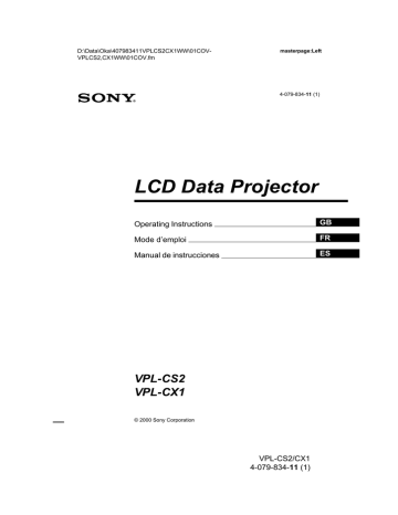 Sony VPL-CS2 Operating Instructions Manual user guide Sony VPL-CS2 Operating Instructions Manual user guide