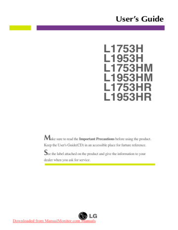 LG Flatron L1753HR User Guide Manual Pdf LG Flatron L1753HR User Guide Manual Pdf