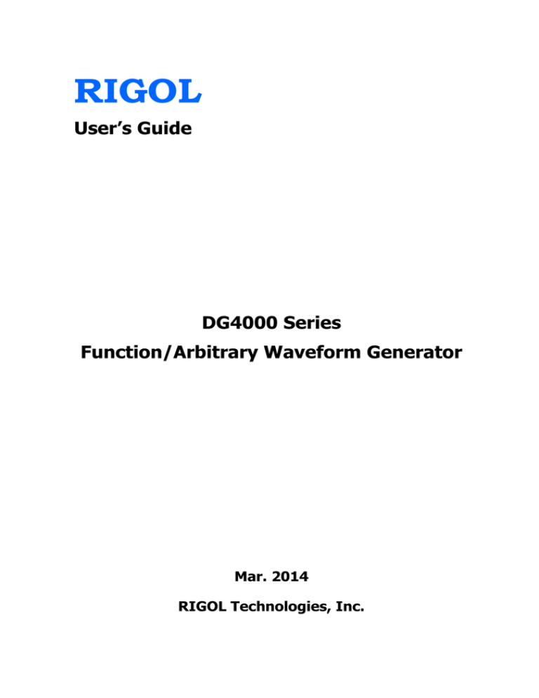 DG4000 User Manual DG4000 User Manual
