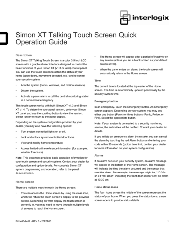 Interlogix Simon XT Quick Operation Manual | Manualzz Interlogix Simon XT Quick Operation Manual | Manualzz