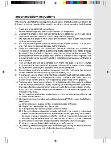 VTech VT 5825 Owner Manual | Manualzz VTech VT 5825 Owner Manual | Manualzz