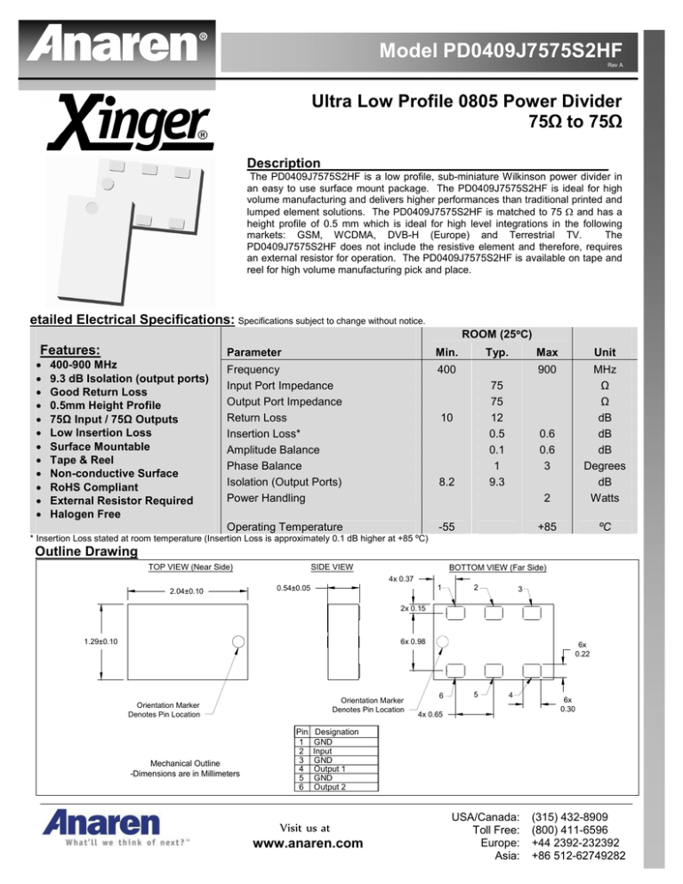PD0409J7575S2HF Datasheet RevA PD0409J7575S2HF Datasheet RevA