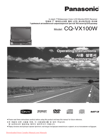 Panasonic CQ-VX100W User Guide Manual Panasonic CQ-VX100W User Guide Manual