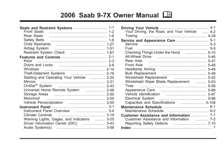 Saab 9-7 2006 Owner's manual Saab 9-7 2006 Owner's manual