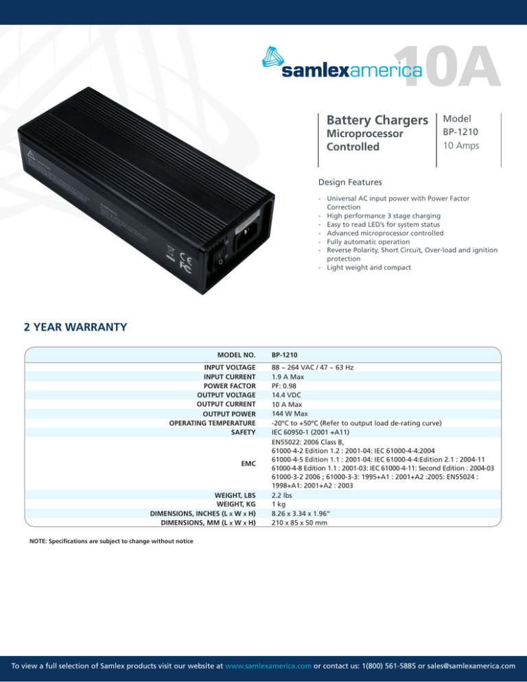 10A Battery Chargers Microprocessor Controlled 10A Battery Chargers Microprocessor Controlled