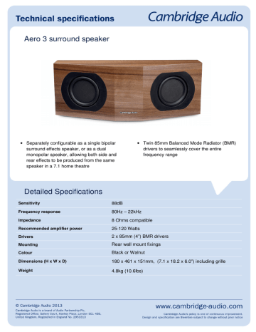 Aero 3 surround speaker | Manualzz
