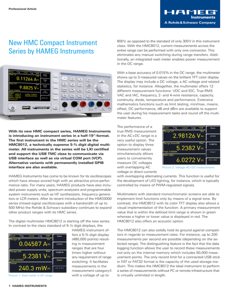 New HMC Compact Instrument New HMC Compact Instrument