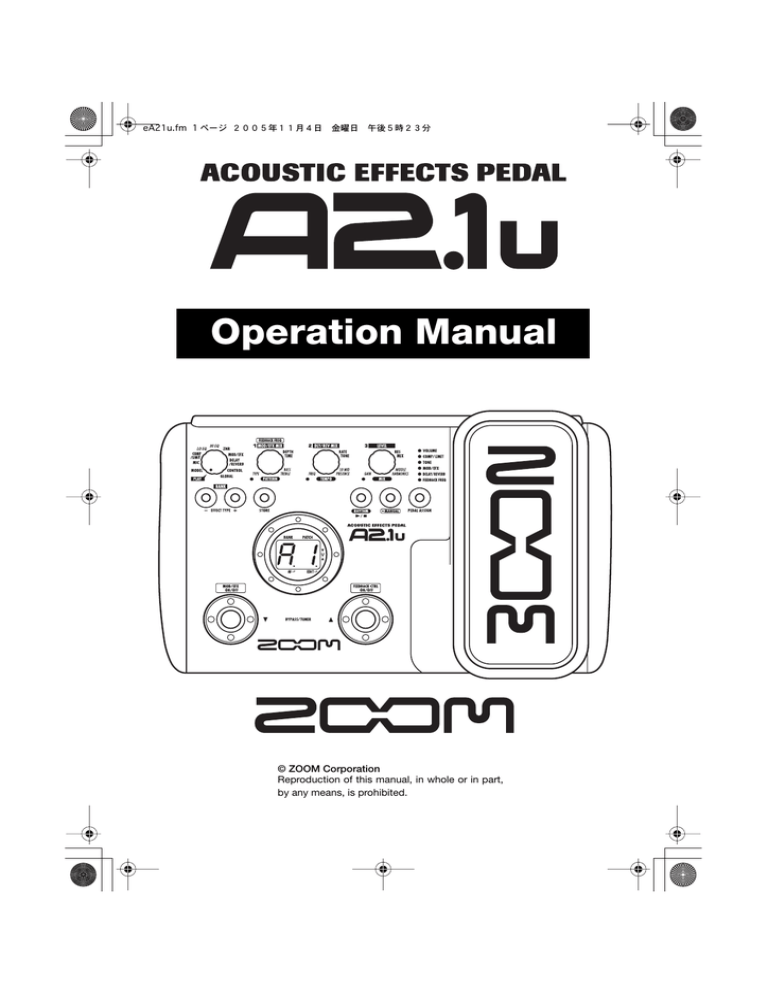 Zoom A2.1U User manual Zoom A2.1U User manual